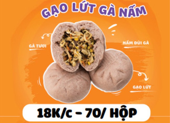 Bánh Bao Gạo Lứt Gà Nấm